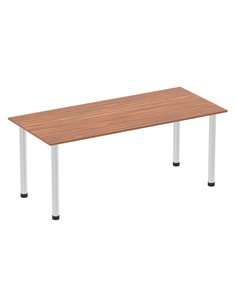 Dynamic Impulse 1800mm Straight Writing Desk Table Walnut Top Brushed Aluminium Post Leg I003649
