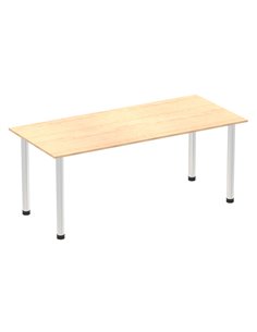 Dynamic Impulse 1800mm Straight Writing Desk Table Maple Top Brushed Aluminium Post Leg I003650