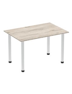 Dynamic Impulse 1200mm Straight Writing Desk Table Grey Oak Top Brushed Aluminium Post Leg I003663