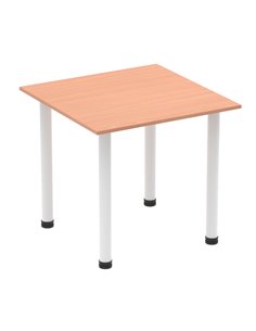 Dynamic Impulse 800mm Square Writing Desk Table Beech Top White Post Leg I003674