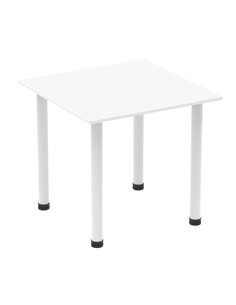 Dynamic Impulse 800mm Square Writing Desk Table White Top White Post Leg I003675