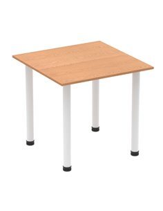 Dynamic Impulse 800mm Square Writing Desk Table Oak Top White Post Leg I003676