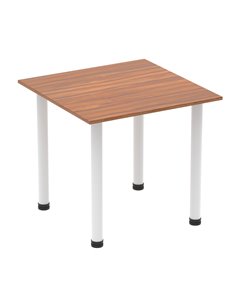Dynamic Impulse 800mm Square Writing Desk Table Walnut Top White Post Leg I003677