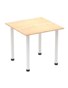 Dynamic Impulse 800mm Square Writing Desk Table Maple Top White Post Leg I003678