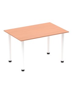 Dynamic Impulse 1200mm Straight Writing Desk Table Beech Top White Post Leg I003679