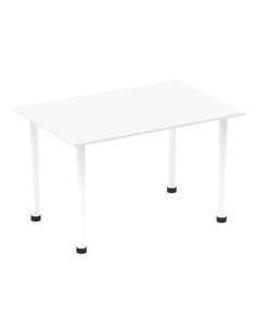 Dynamic Impulse 1200mm Straight Writing Desk Table White Top White Post Leg I003680