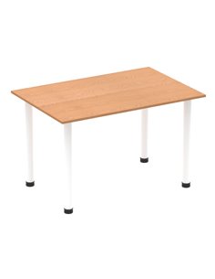 Dynamic Impulse 1200mm Straight Writing Desk Table Oak Top White Post Leg I003681