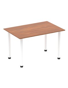 Dynamic Impulse 1200mm Straight Writing Desk Table Walnut Top White Post Leg I003682