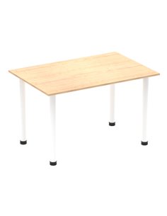 Dynamic Impulse 1200mm Straight Writing Desk Table Maple Top White Post Leg I003683
