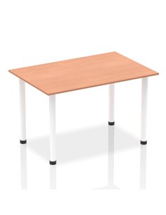 Dynamic Impulse 1400mm Straight Writing Desk Table Beech Top White Post Leg I003684