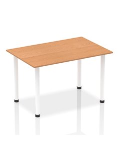 Dynamic Impulse 1400mm Straight Writing Desk Table Oak Top White Post Leg I003685