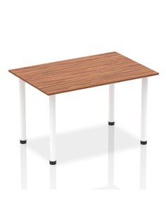 Dynamic Impulse 1400mm Straight Writing Desk Table Walnut Top White Post Leg I003686