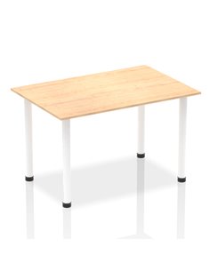 Dynamic Impulse 1400mm Straight Writing Desk Table Maple Top White Post Leg I003687