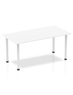 Dynamic Impulse 1600mm Straight Writing Desk Table White Top White Post Leg I003690