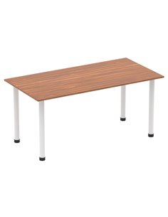 Dynamic Impulse 1600mm Straight Writing Desk Table Walnut Top White Post Leg I003692