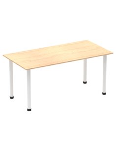 Dynamic Impulse 1600mm Straight Writing Desk Table Maple Top White Post Leg I003693