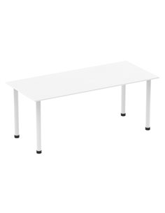 Dynamic Impulse 1800mm Straight Writing Desk Table White Top White Post Leg I003695