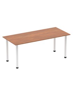 Dynamic Impulse 1800mm Straight Writing Desk Table Walnut Top White Post Leg I003697