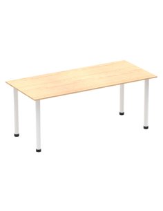Dynamic Impulse 1800mm Straight Writing Desk Table Maple Top White Post Leg I003698
