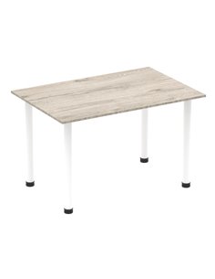 Dynamic Impulse 1200mm Straight Writing Desk Table Grey Oak Top White Post Leg I003711