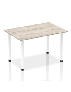 Dynamic Impulse 1400mm Straight Writing Desk Table Grey Oak Top White Post Leg I003712