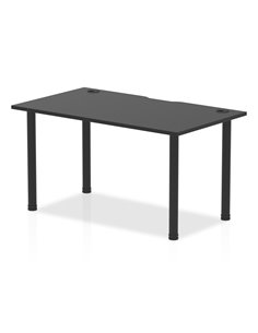 Dynamic Impulse Black Series 1400 x 800mm Straight Table Black Top with Cable Ports Black Post Leg I004201