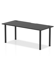 Dynamic Impulse Black Series 1800 x 800mm Straight Table Black Top with Cable Ports Black Post Leg I004203