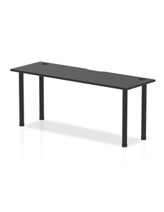 Dynamic Impulse Black Series 1800 x 600mm Straight Table Black Top with Cable Ports Black Post Leg I004207
