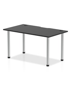 Dynamic Impulse Black Series 1400 x 800mm Straight Table Black Top with Cable Ports Chrome Leg I004209