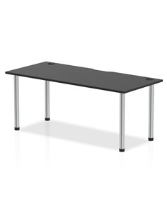 Dynamic Impulse Black Series 1800 x 800mm Straight Table Black Top with Cable Ports Chrome Leg I004211