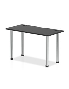Dynamic Impulse Black Series 1200 x 600mm Straight Table Black Top with Cable Ports Chrome Leg I004212