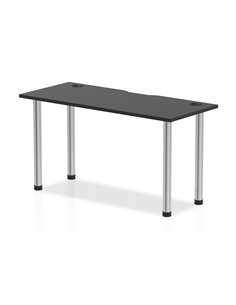 Dynamic Impulse Black Series 1400 x 600mm Straight Table Black Top with Cable Ports Chrome Leg I004213
