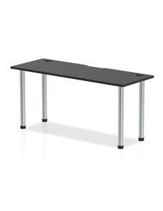 Dynamic Impulse Black Series 1600 x 600mm Straight Table Black Top with Cable Ports Chrome Leg I004214