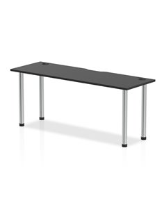 Dynamic Impulse Black Series 1800 x 600mm Straight Table Black Top with Cable Ports Chrome Leg I004215