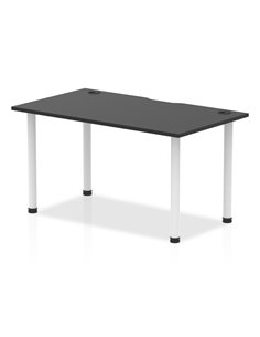 Dynamic Impulse Black Series 1400 x 800mm Straight Table Black Top with Cable Ports White Leg I004217