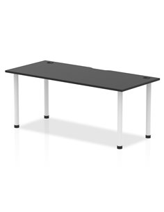 Dynamic Impulse Black Series 1800 x 800mm Straight Table Black Top with Cable Ports White Leg I004219