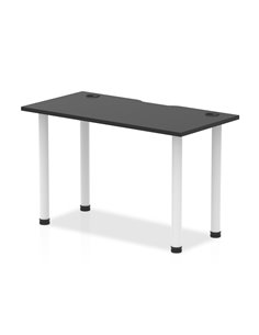 Dynamic Impulse Black Series 1200 x 600mm Straight Table Black Top with Cable Ports White Leg I004220