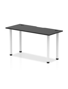 Dynamic Impulse Black Series 1400 x 600mm Straight Table Black Top with Cable Ports White Leg I004221