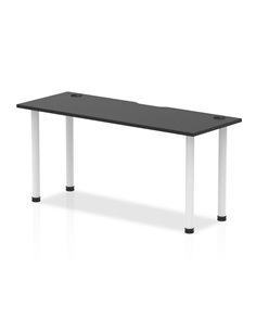 Dynamic Impulse Black Series 1600 x 600mm Straight Table Black Top with Cable Ports White Leg I004222