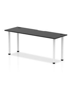 Dynamic Impulse Black Series 1800 x 600mm Straight Table Black Top with Cable Ports White Leg I004223