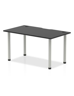 Dynamic Impulse Black Series 1400 x 800mm Straight Table Black Top with Cable Ports Silver Leg I004225