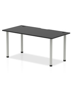 Dynamic Impulse Black Series 1600 x 800mm Straight Table Black Top with Cable Ports Silver Leg I004226