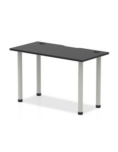 Dynamic Impulse Black Series 1200 x 600mm Straight Table Black Top with Cable Ports Silver Leg I004228