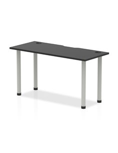 Dynamic Impulse Black Series 1400 x 600mm Straight Table Black Top with Cable Ports Silver Leg I004229