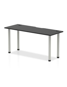 Dynamic Impulse Black Series 1600 x 600mm Straight Table Black Top with Cable Ports Silver Leg I004230