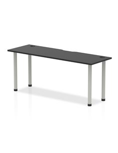 Dynamic Impulse Black Series 1800 x 600mm Straight Table Black Top with Cable Ports Silver Leg I004231