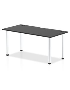 Dynamic Impulse Black Series 1600 x 800mm Straight Table Black Top with Cable Ports Aluminium Leg I004234
