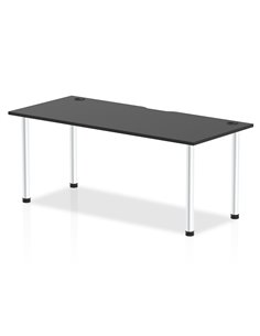 Dynamic Impulse Black Series 1800 x 800mm Straight Table Black Top with Cable Ports Aluminium Leg I004235