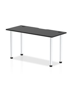 Dynamic Impulse Black Series 1400 x 600mm Straight Table Black Top with Cable Ports Aluminium Leg I004237