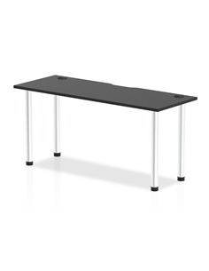 Dynamic Impulse Black Series 1600 x 600mm Straight Table Black Top with Cable Ports Aluminium Leg I004238